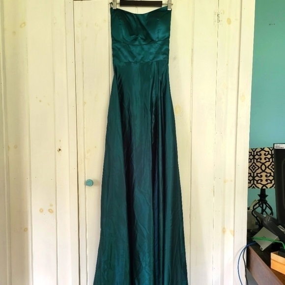 Satin Strapless Corset Back Prom Dress Gown Size 8 - Picture 1 of 11
